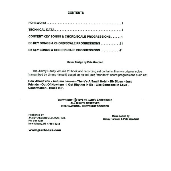 Aebersold vol. 20: Jimmy Raney