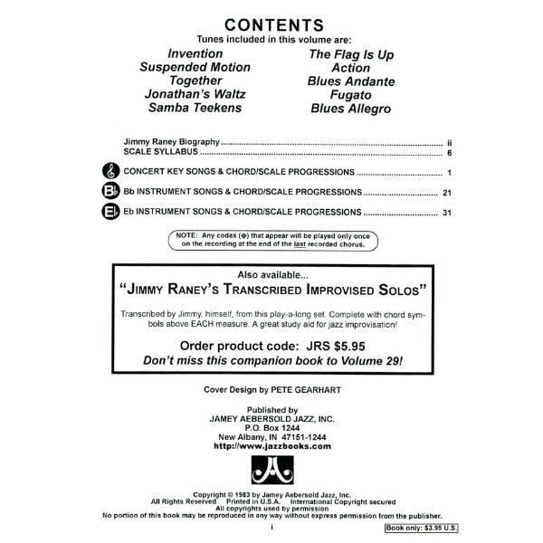 Aebersold vol. 29: Play Duets With Jimmy Raney