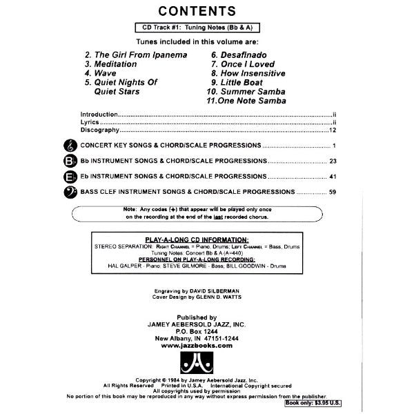 Aebersold vol. 31: Jazz Bossa Novas