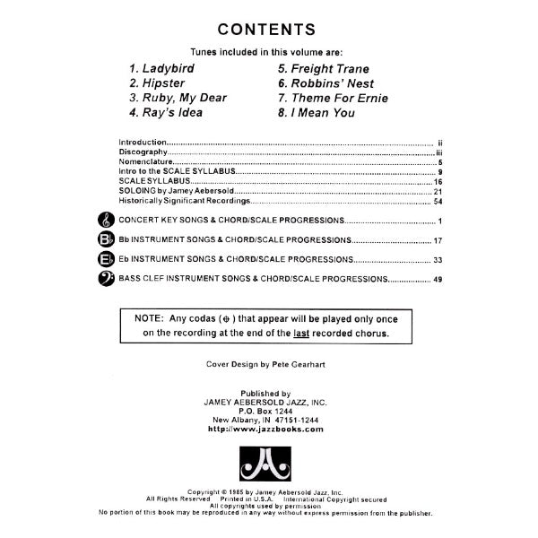 Aebersold vol. 36: Bebop and Beyond