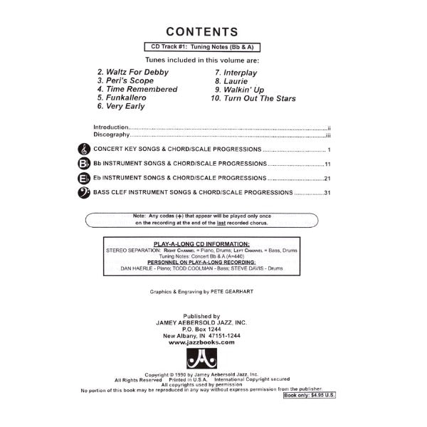 Aebersold vol. 45: Bill Evans