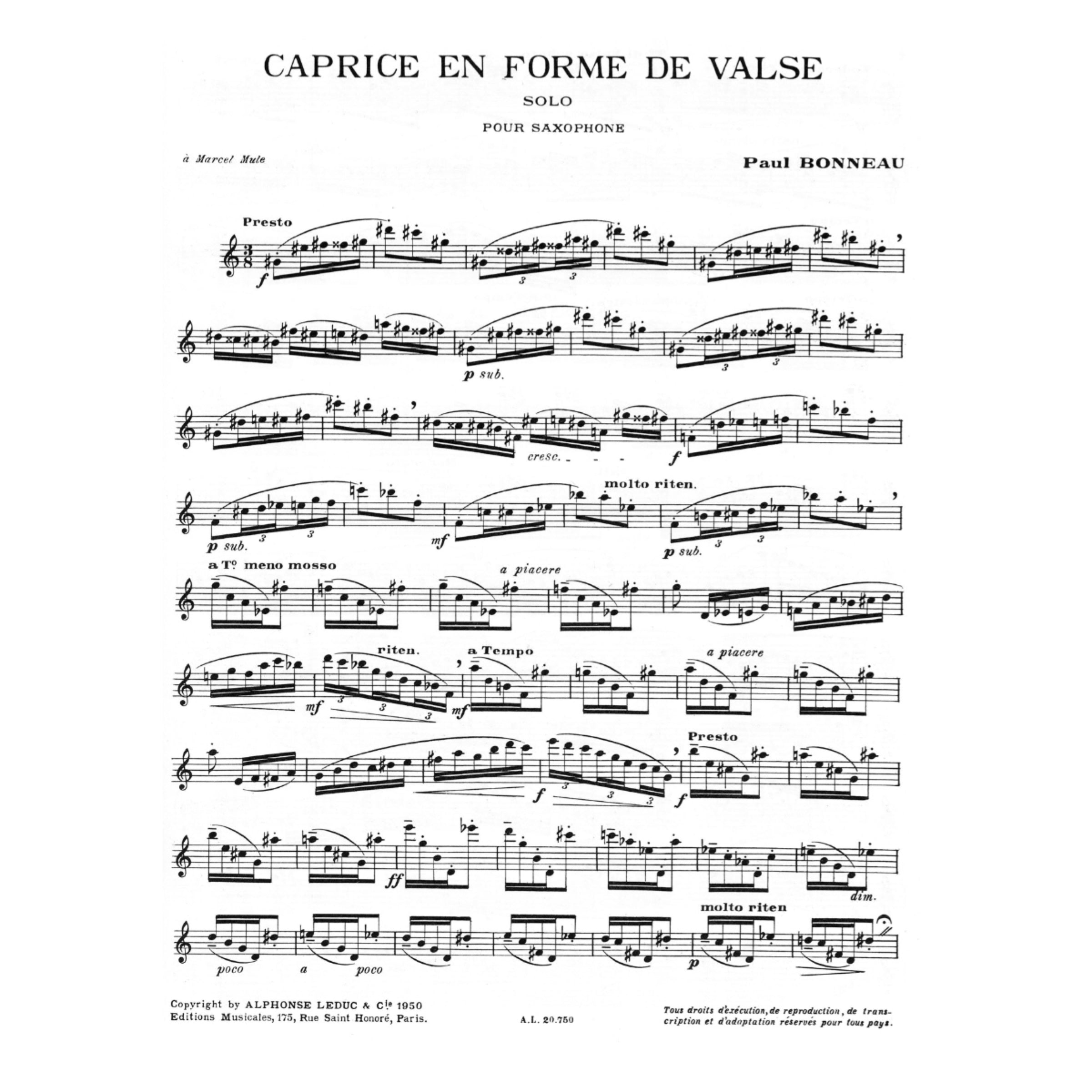 Caprice en Forme de Valse saxofoon