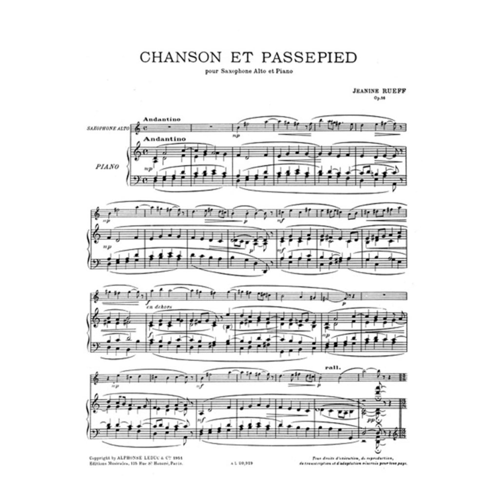 Chanson & Passepied Opus 16 altsax & piano