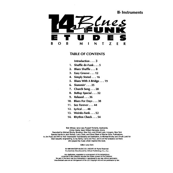 Bob Mintzer: 14 Blues & Funk Etudes Bb