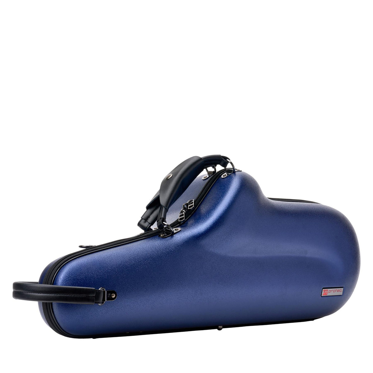 Blauwe Protec Micro ZIP altsax koffer schuin van voren