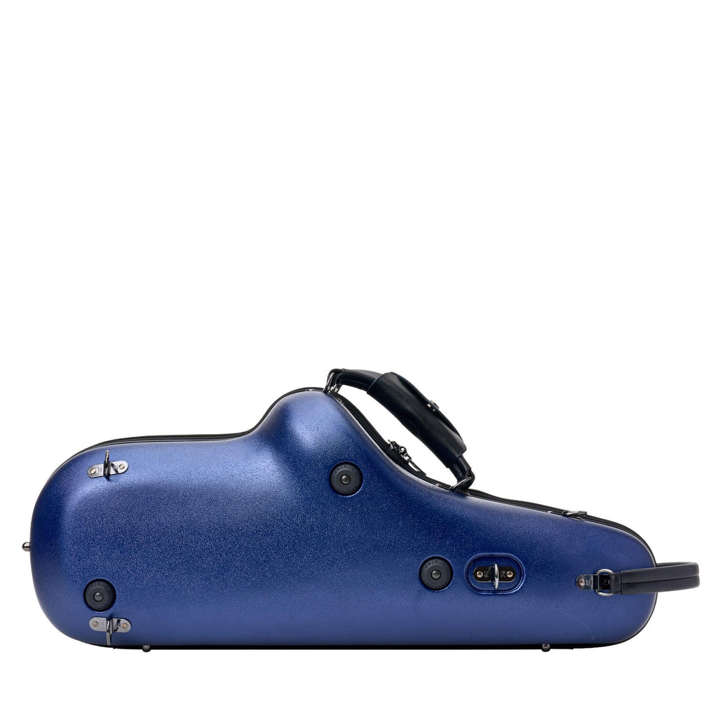 Achterkant van de blauwe Protec Micro ZIP altsax koffer
