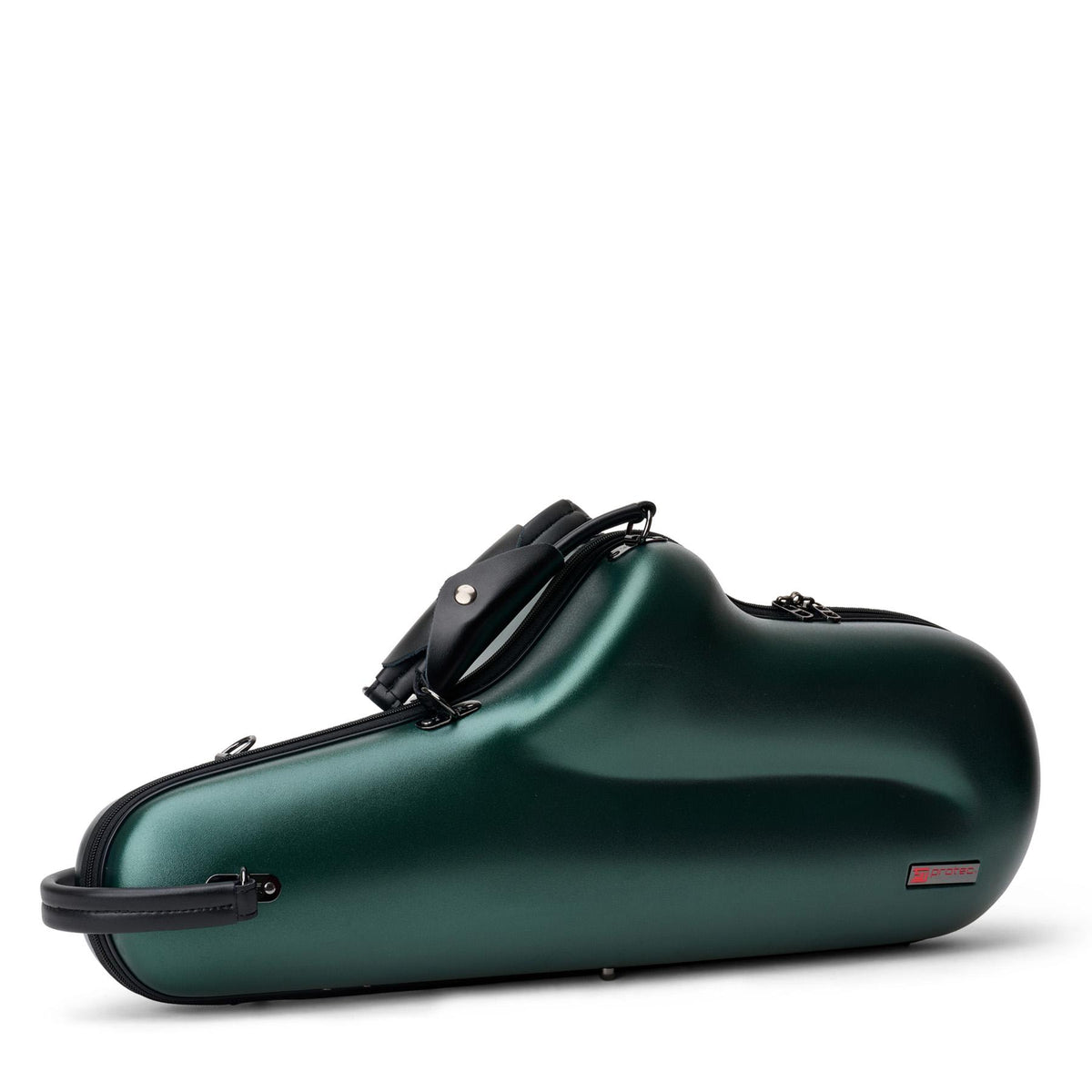 Donkergroene Protec Micro ZIP altsax koffer schuin van voren