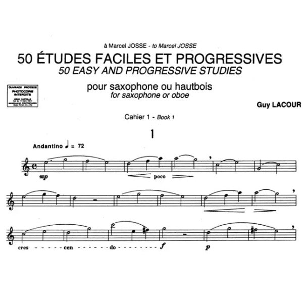 50 Études Façiles & Progressives 1 saxofoon