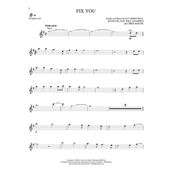 Instrumental Play-Along: Coldplay tenorsax