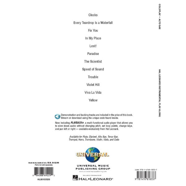 Instrumental Play-Along: Coldplay altsax
