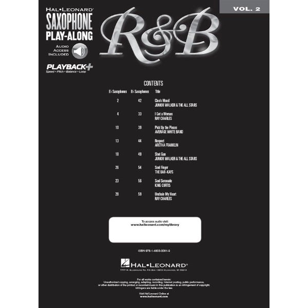 Saxophone Play-Along volume 2: R&B