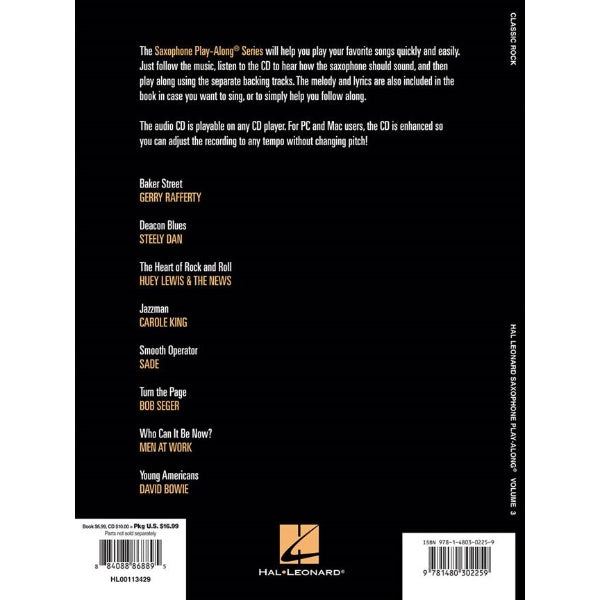 Saxophone Play-Along volume 3: Classic Rock