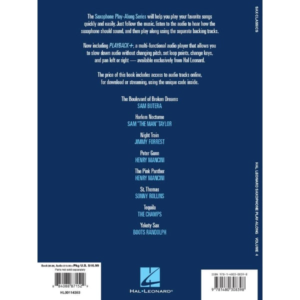 Saxophone Play-Along volume: 4 Sax Classics