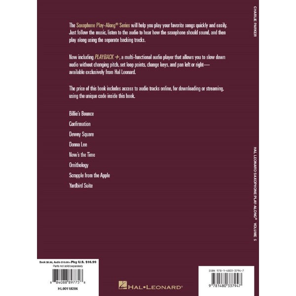 Saxophone Play-Along volume 5: Charlie Parker