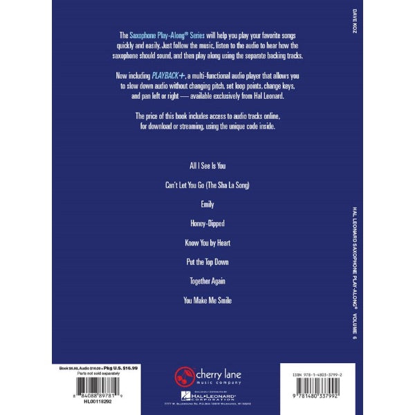 Saxophone Play-Along volume 6: Dave Koz