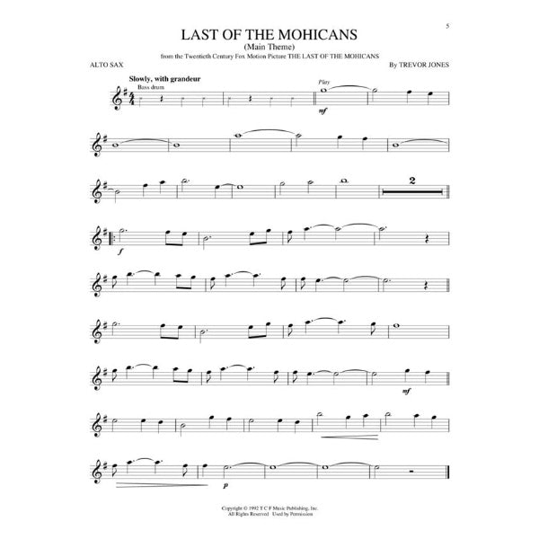 Instrumental Play-Along: Great Movie Themes altsax