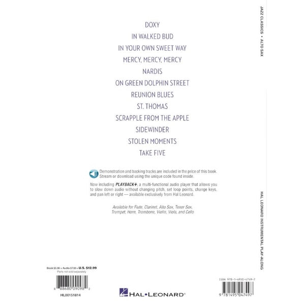 Instrumental Play-Along: Jazz Classics altsax