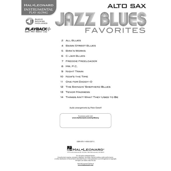 Instrumental Play-Along: Jazz Blues Favorites altsax