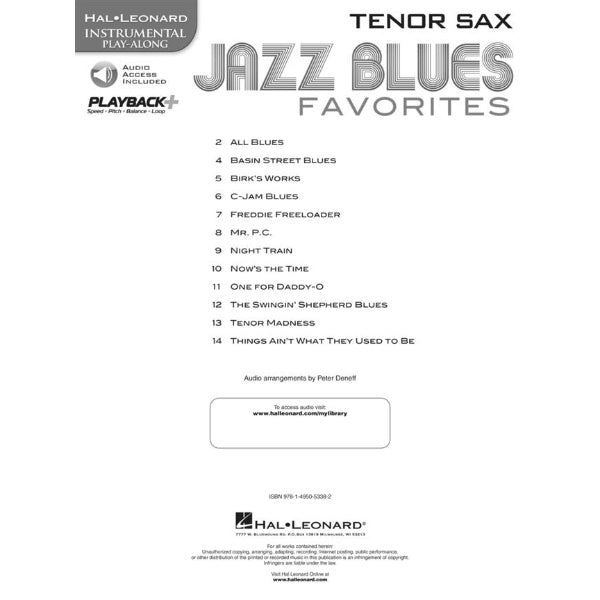 Instrumental Play-Along: Jazz Blues Favorites tenorsax