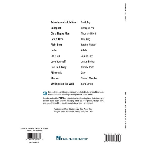 Instrumental Play-Along: Top Hits altsax