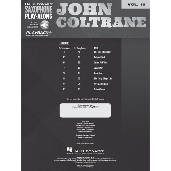 Saxophone Play-Along volume 10: John Coltrane