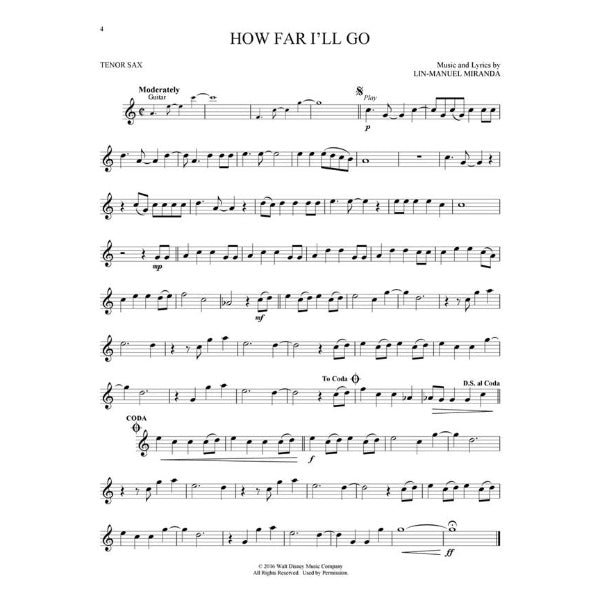 Instrumental Play-Along: Moana tenorsax