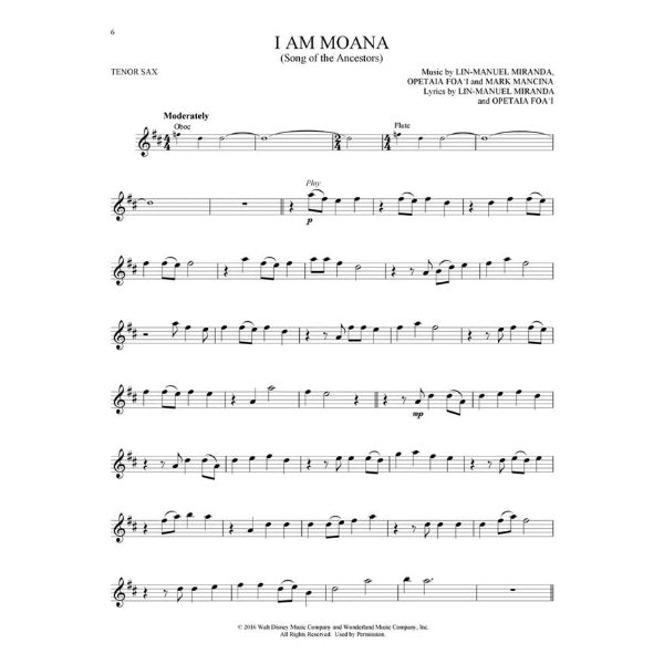 Instrumental Play-Along: Moana tenorsax