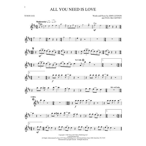 Instrumental Play-Along: The Beatles tenorsax