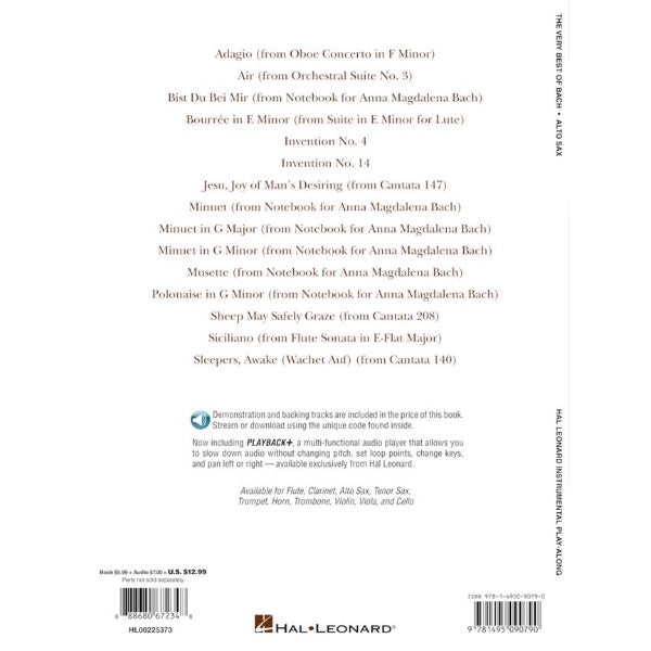 Instrumental Play-Along: The Very Best of Bach altsax