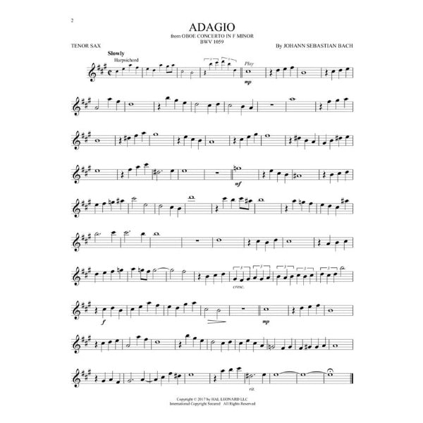 Instrumental Play-Along: The Very Best of Bach tenorsax