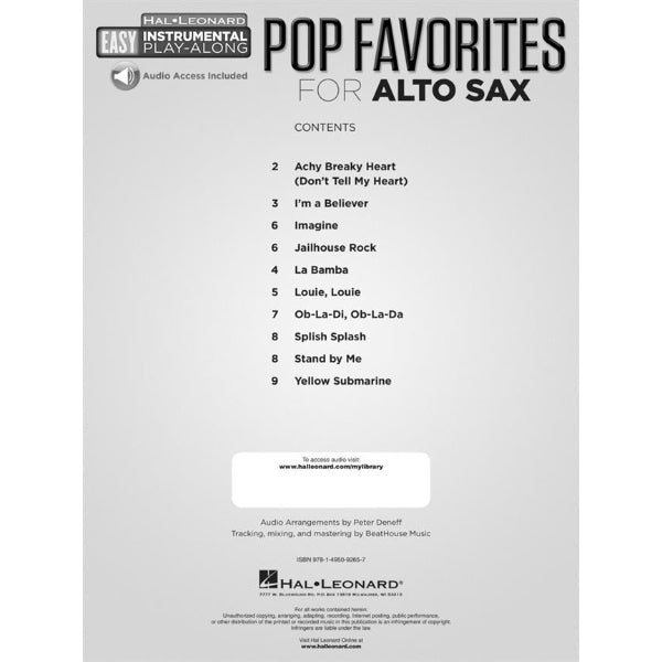 Easy Instrumental Play-Along: Pop Favorites altsax