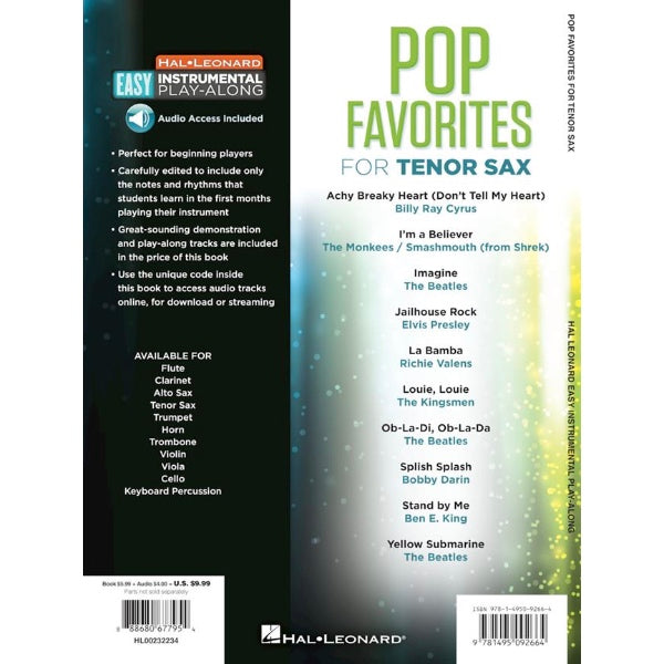Easy Instrumental Play-Along: Pop Favorites tenorsax