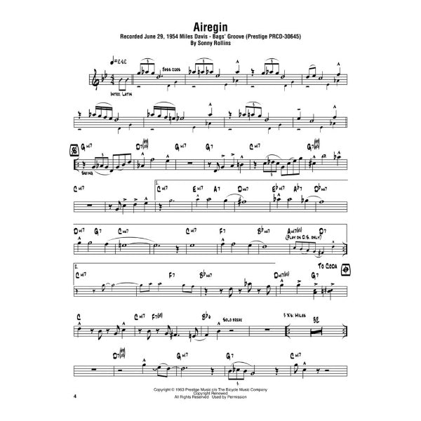 Sonny Rollins Omnibook Bb