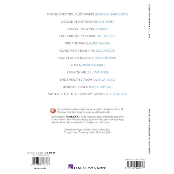 Instrumental Play-Along: Classic Pop Songs altsax