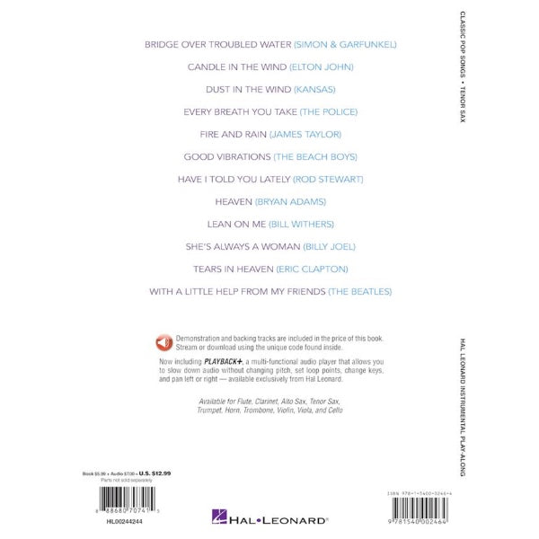 Instrumental Play-Along: Classic Pop Songs tenorsax