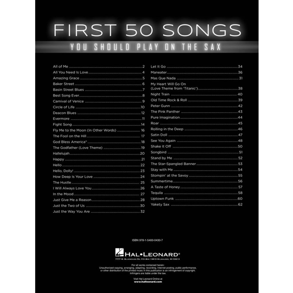 First 50 Songs You Should Play On The Sax