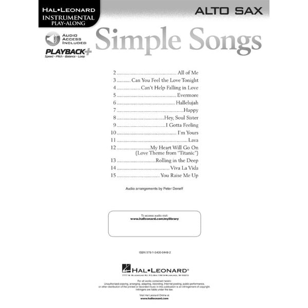 Instrumental Play-Along: Simple Songs altsax
