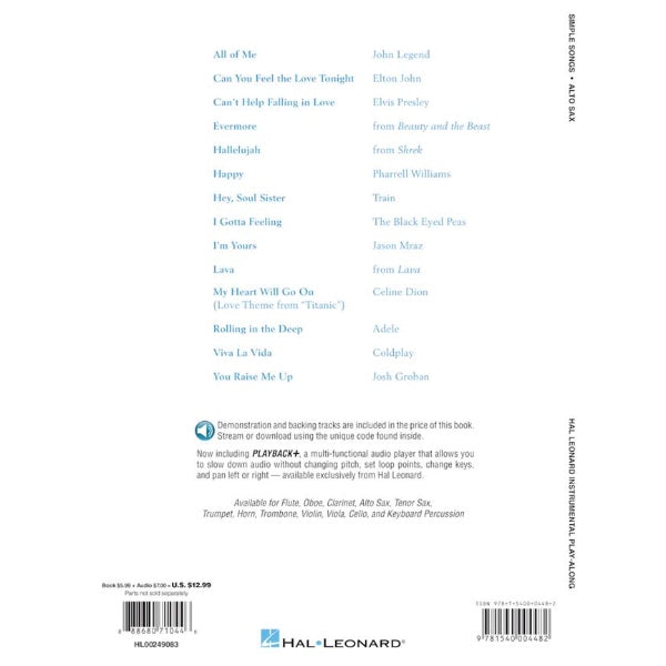 Instrumental Play-Along: Simple Songs altsax