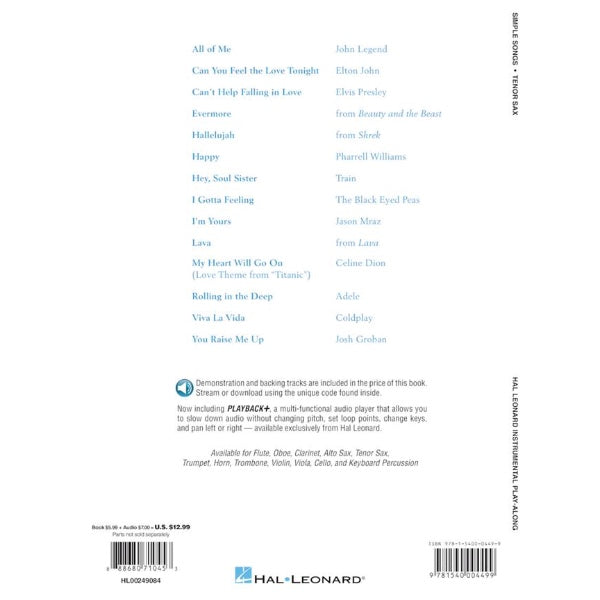 Instrumental Play-Along: Simple Songs tenorsax