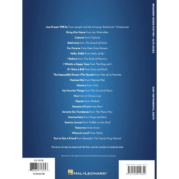 Broadway Songs for Two Alto Saxophones