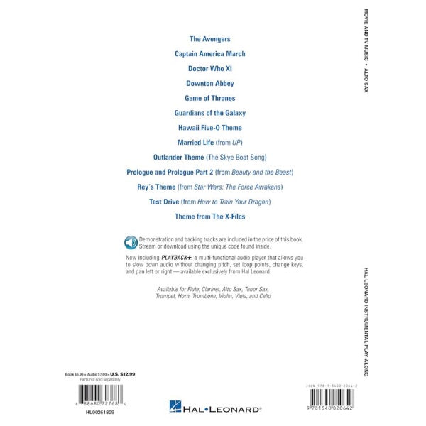 Instrumental Play-Along: Movie and TV Music tenorsax