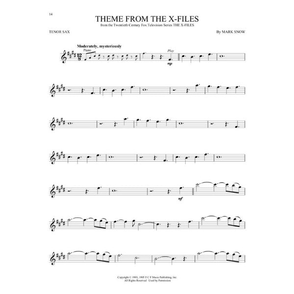 Instrumental Play-Along: Movie and TV Music tenorsax