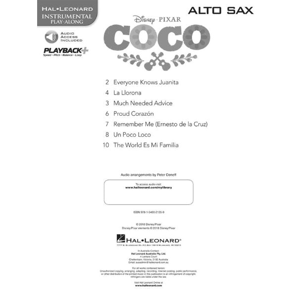 Instrumental Play-Along: Coco altsax