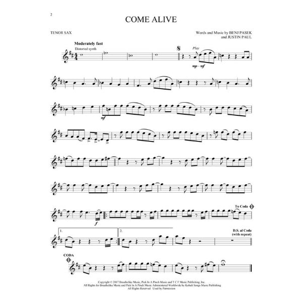 Instrumental Play-Along: The Greatest Showman tenorsax