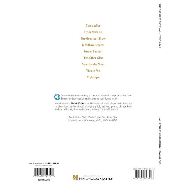 Instrumental Play-Along: The Greatest Showman tenorsax