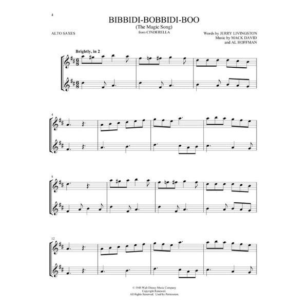 Disney Songs for Two Alto Saxophones