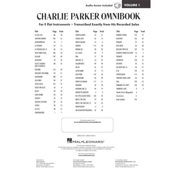 Charlie Parker Omnibook vol. 1 Eb