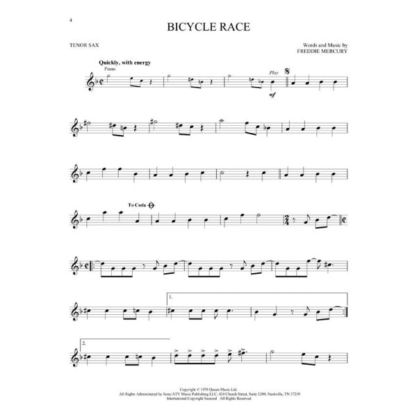 Instrumental Play-Along: Queen tenorsax