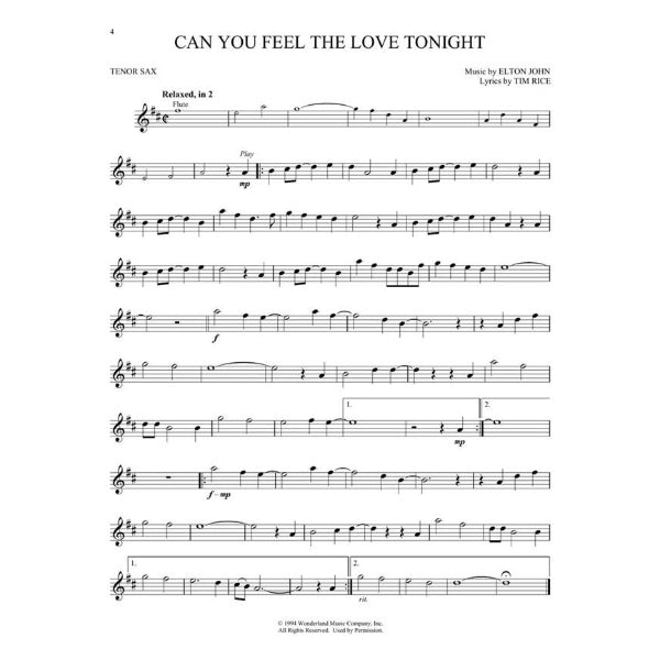 Instrumental Play-Along: The Lion King tenorsax