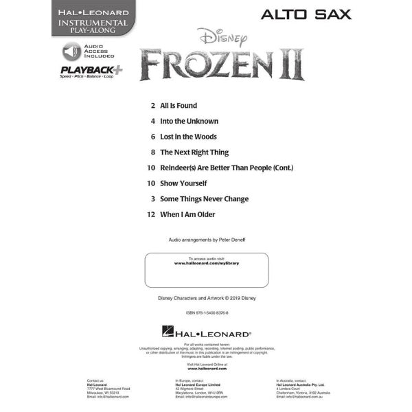 Instrumental Play-Along: Frozen II altsax